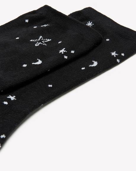 Crew Socks with Stars and Moon Print