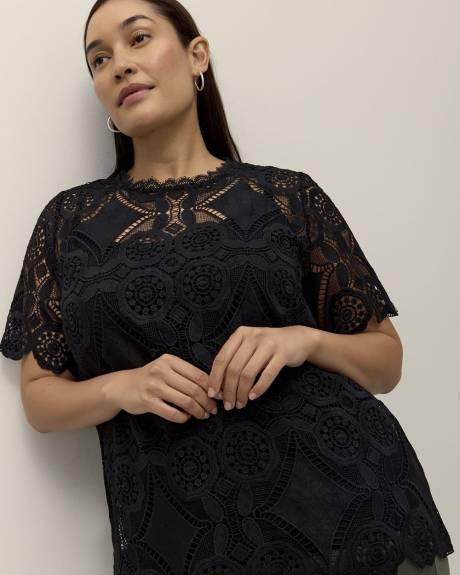 Crochet Blouse with Scalloped Hem
