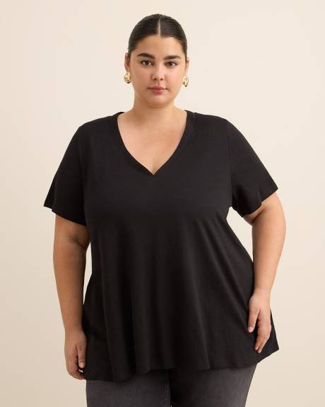 V-Neck Short-Sleeve Swing Top