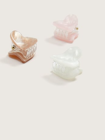 Mini pinces à cheveux en forme de coeur, ens. de 3