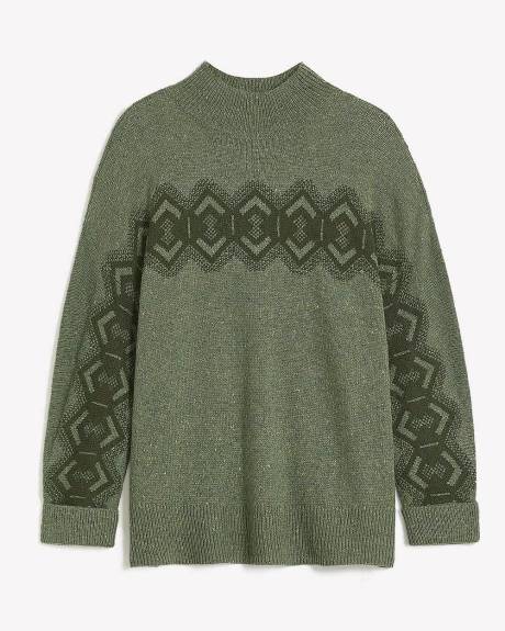 Fair Isle Mock Neck Sweater