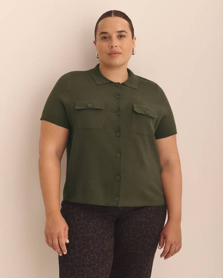 Short-Sleeve Cardigan Sweater - Addition Elle