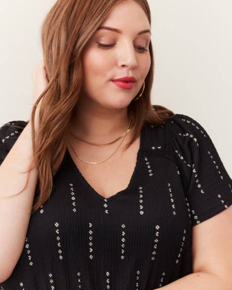 Smocked Waist Knit Romper with Crochet Details