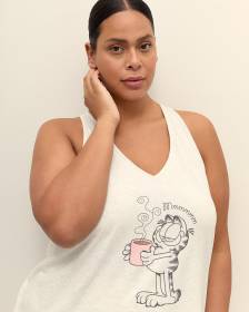 Sleeveless Tunic Sleep Top with Garfield Print - ti Voglio