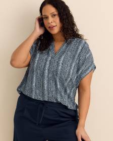 Chemisier &agrave; manches basses et col fendu