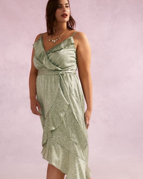 Wrap Dress With Straps and Ruffles - Addition Elle