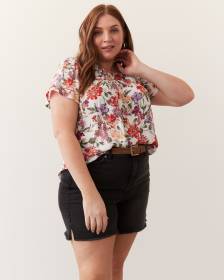 Blouse légère avec manches courtes à volants