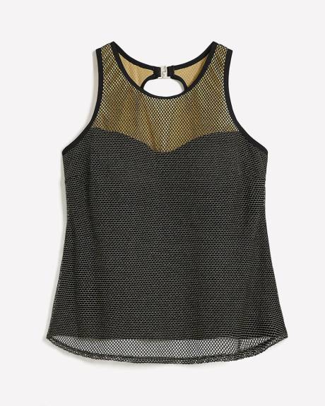 Shiny Fishnet Tankini Top