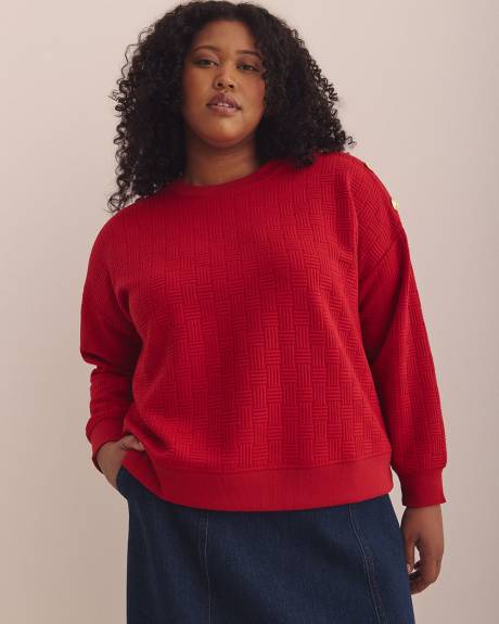 Dropped Shoulder Sweatshirt with Buttons