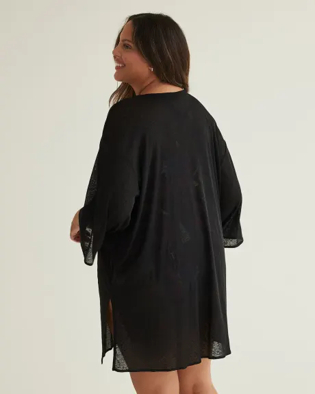 Robe cache-maillot noire en tricot léger