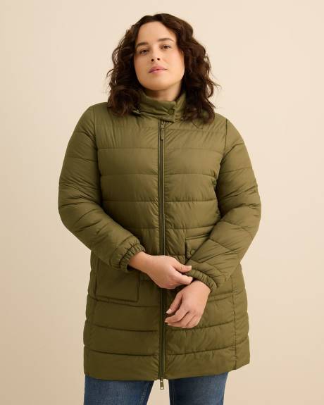 Long Packable Jacket with Removable Hood