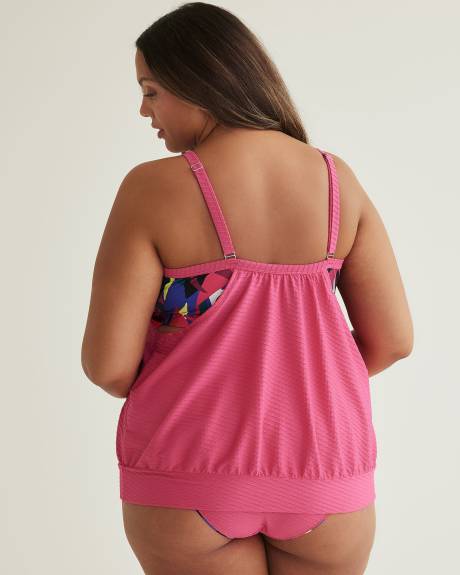 Tankini texturé sur bandeau à motif tropcial