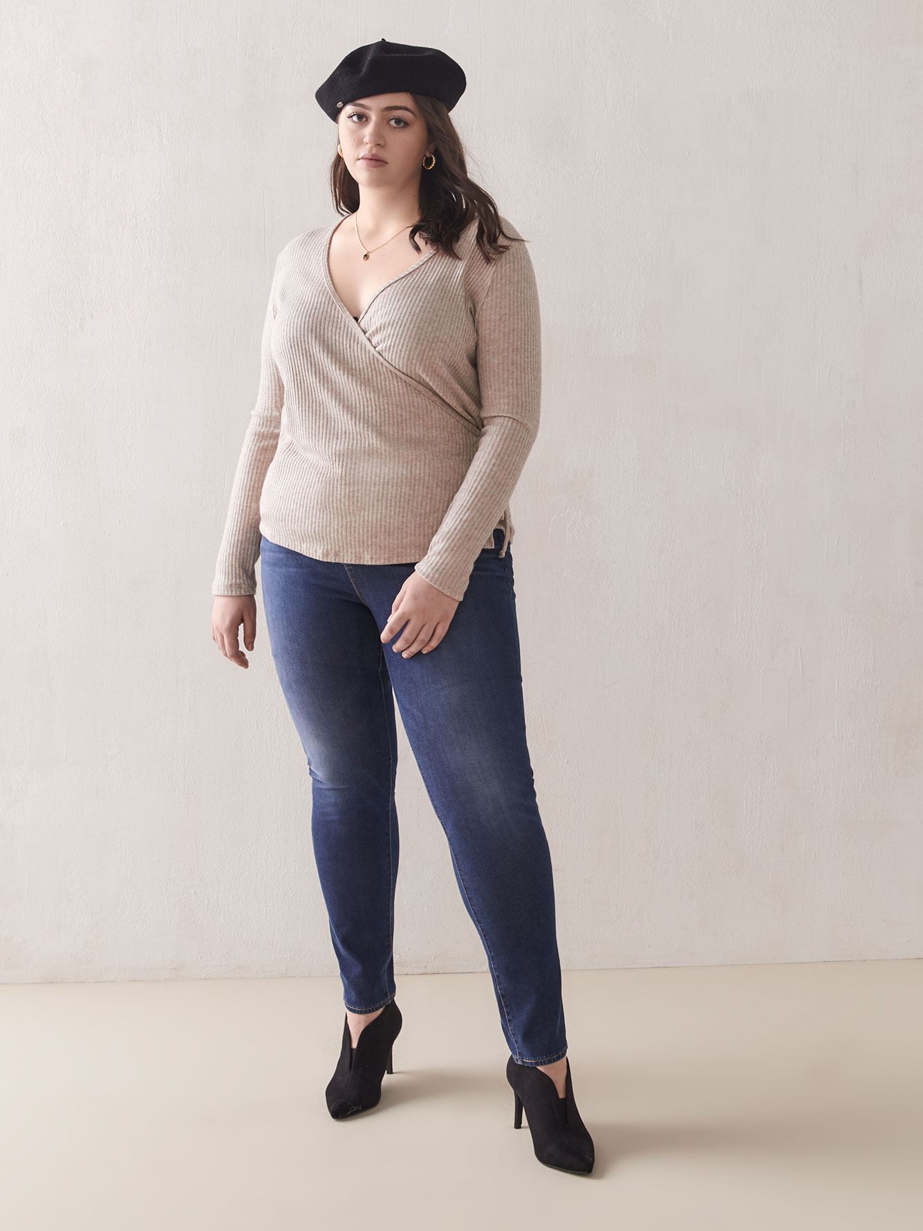 RibbedKnit Wrap Top Addition Elle Penningtons