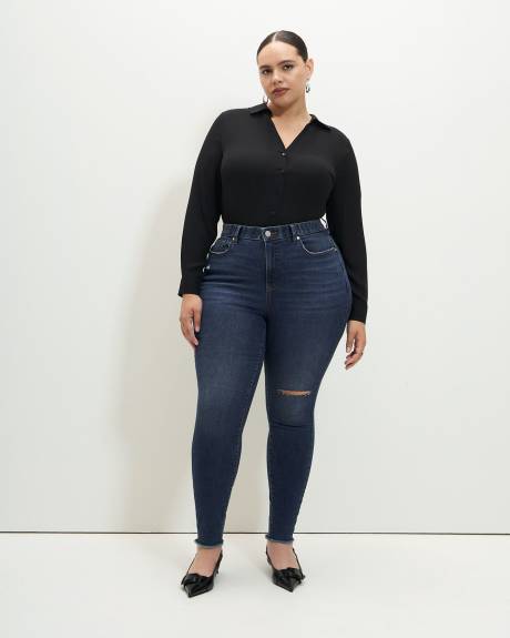 Jegging à délavé foncé, coupe galbée, tissu responsable - Addition Elle