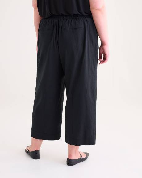 Linen Blend Wide-Leg Cropped Pant