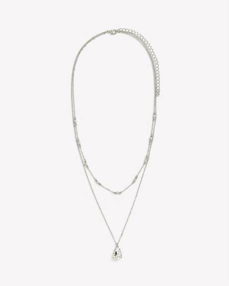 Collier court à deux chaînes avec pierre claire