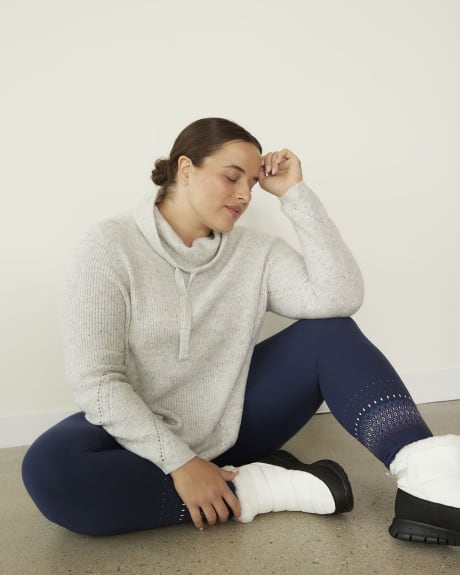 Funnel Neck Sweater with Drawstring - Active Zone