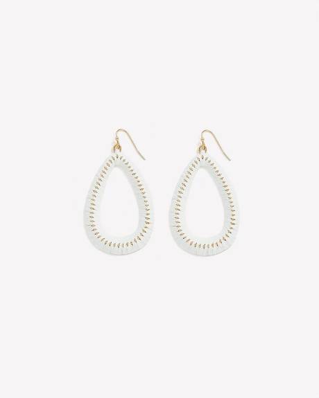 Boucles d'oreilles pendantes blanches en forme ovale pointu