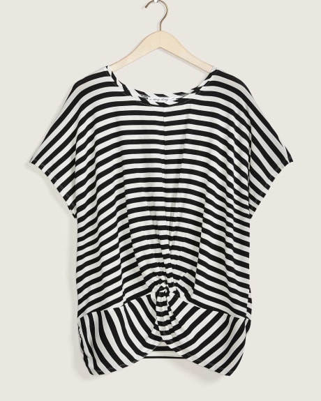 Printed Jersey Top With Twisted Detail - In Every Story