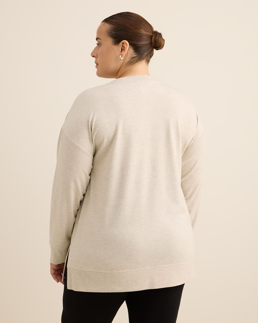 Haut tunique en tricot français avec détails côtelés - Active Zone Haut tunique en tricot français avec détails côtelés - Active Zone