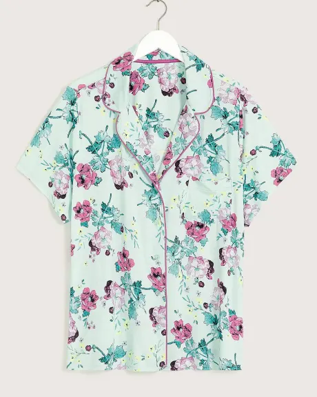 Responsible, Buttoned-Down Pyjama Shirt, Floral Print - ti VOGLIO