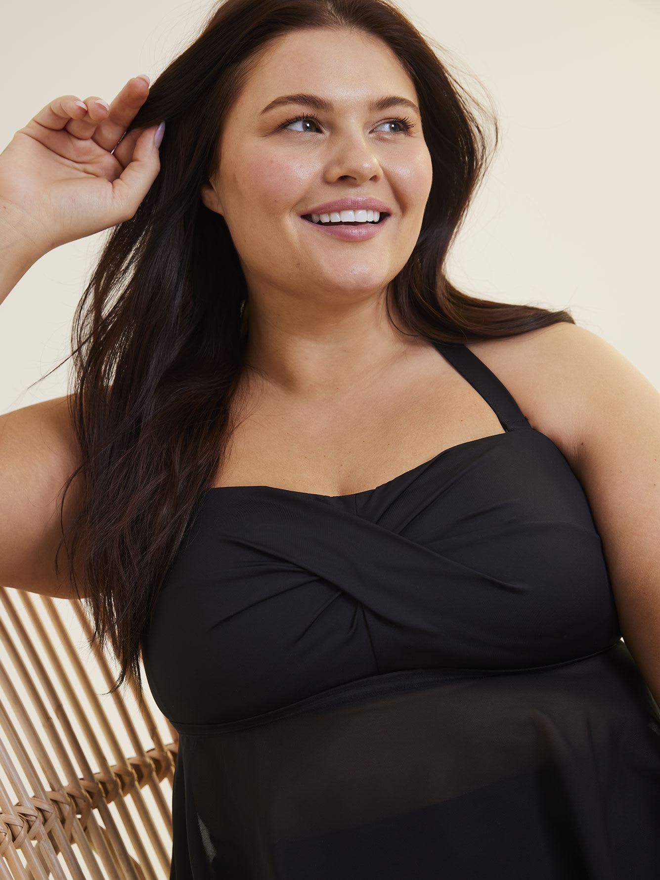 Black Twisted Bandeau Tankini Swim Top Penningtons