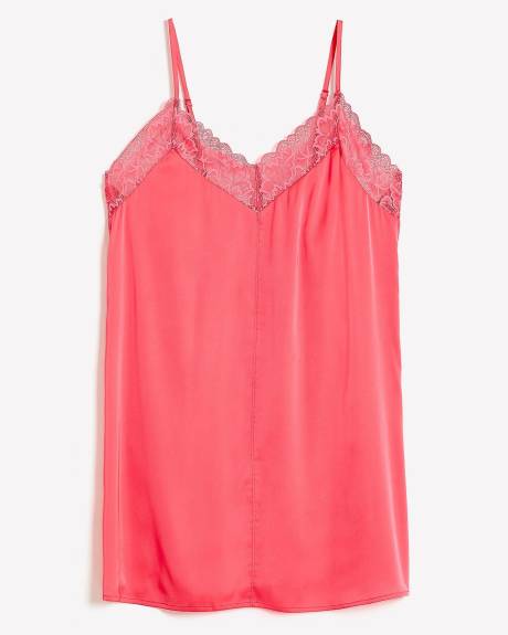 Sexy Pink Satin Nighty with Lace - Déesse Collection