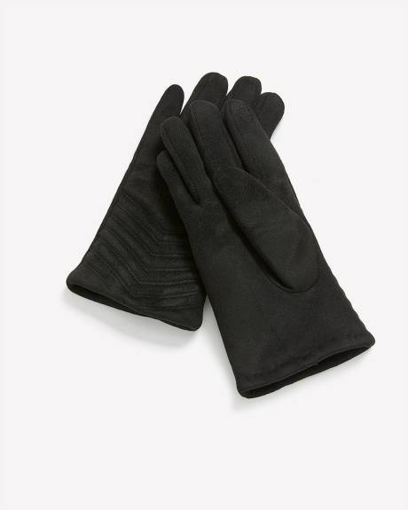 Gant en suède synthétique noir à chevrons