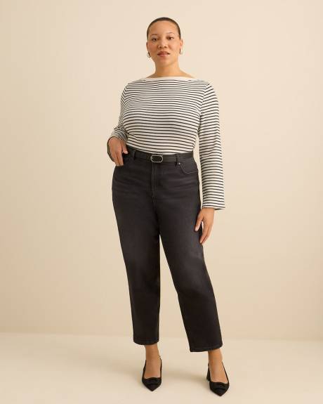 Haut c&ocirc;tel&eacute; &agrave; manches longues et col bateau - Addition Elle