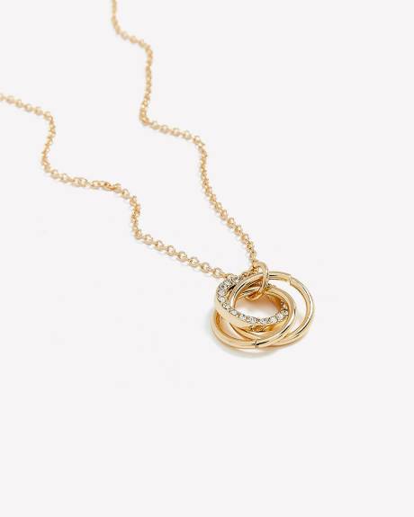 Golden Short Chain Necklace with Multi Ring Pendants