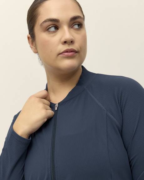 Short Ribbed Zipper Jacket - Active Zone