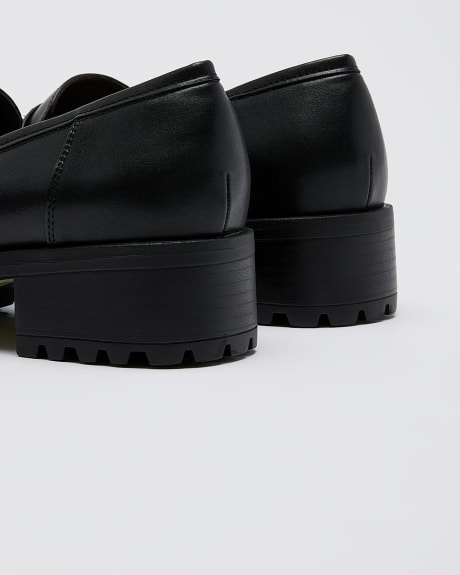 Extra Wide Width, Black Platform Loafer with Shiny Studs