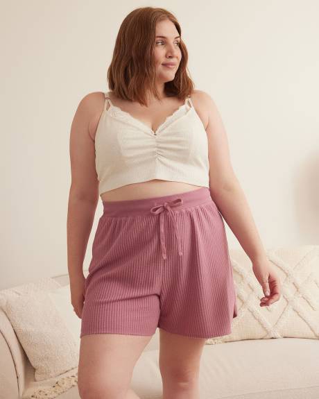 Ribbed Heather Knit Bralette with Lace Trim - ti Voglio