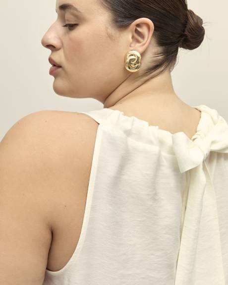 Sleeveless Swing Blouse with Back Bow Tie