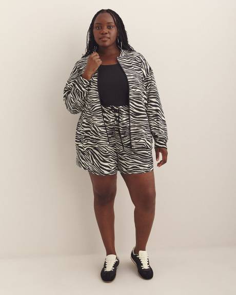 Responsible, Zebra-Print Stretch Bomber Jacket - Active Zone
