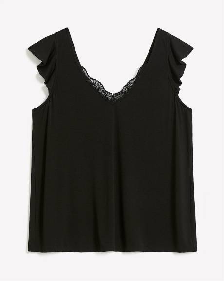 Responsible, Black Pajama Cami with Flutter Straps - Déesse Collection