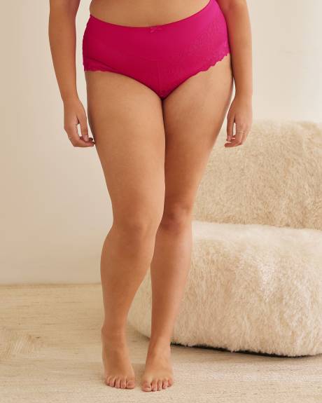 Culotte classique en microfibre et dentelle - Déesse Collection