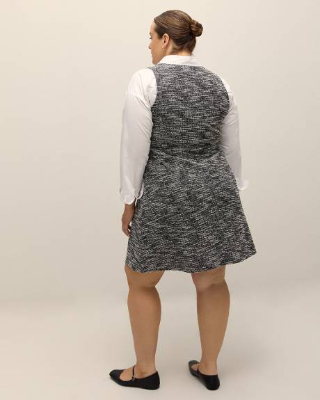 Knit Tweed Sleeveless Dress with Scoop Neck