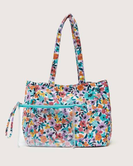 Floral Tote with Removable Pouch
