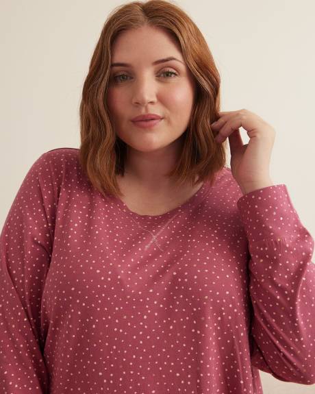 Dotted Long-Sleeve Short Sleepshirt - ti Voglio