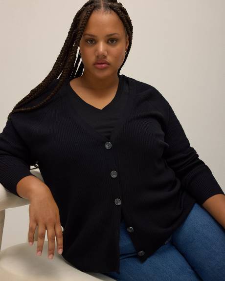 Cardigan boutonné à mailles torsadées, tissu responsable