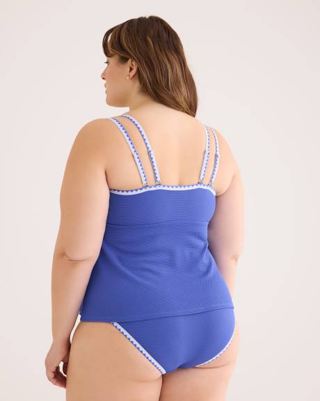 Textured Tankini with Geometric Double Straps