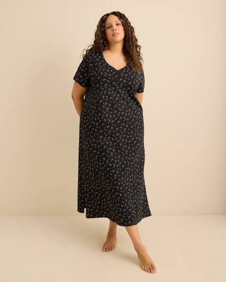 Long Black Sleepshirt with Heart Print - ti Voglio