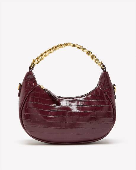 Sac croissant à motif crocodile avec poignée en métal