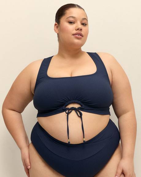 Dark Longline Ribbed Bikini Top