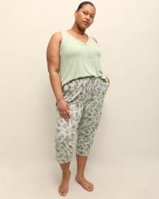 Pantalon de pyjama capri vert fleuri - ti Voglio