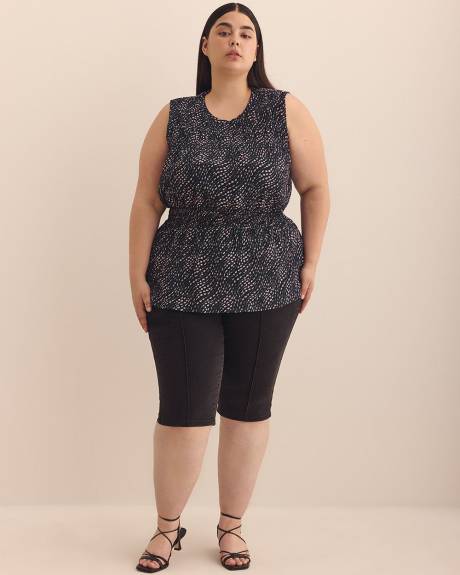 Smocked Sleeveless Knit Top