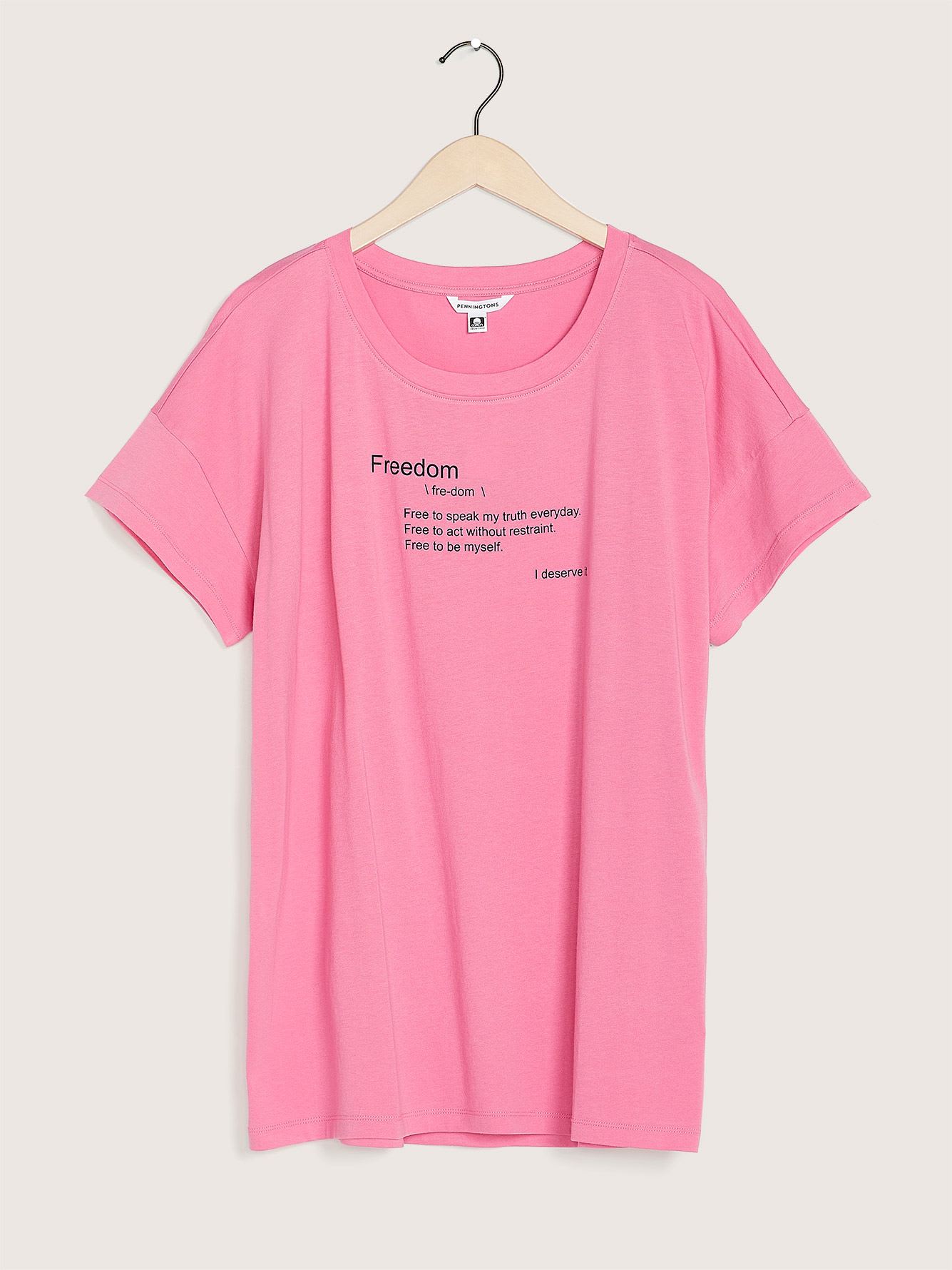 T-shirt col rond à ourlet asymétrique et imprimé à l'avant
