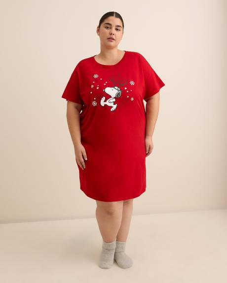 Chemise de nuit rouge à manches courtes de Snoopy - ti Voglio