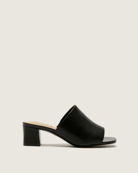 Wide-Fit Solid Block Heel Slide Sandals - Addition Elle